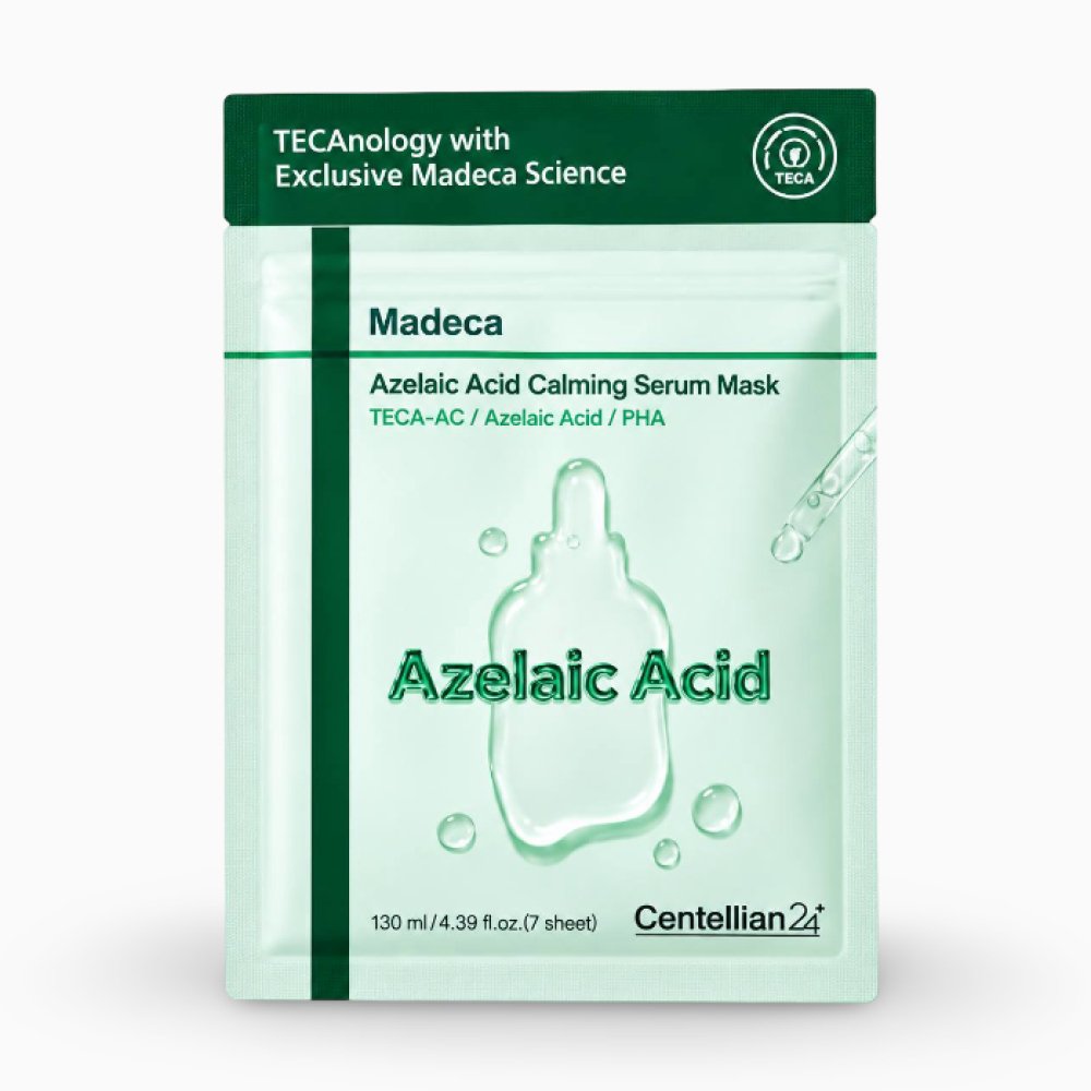 Mască din țesătură cu acid azelaic pentru calmarea și uniformizarea tenului
