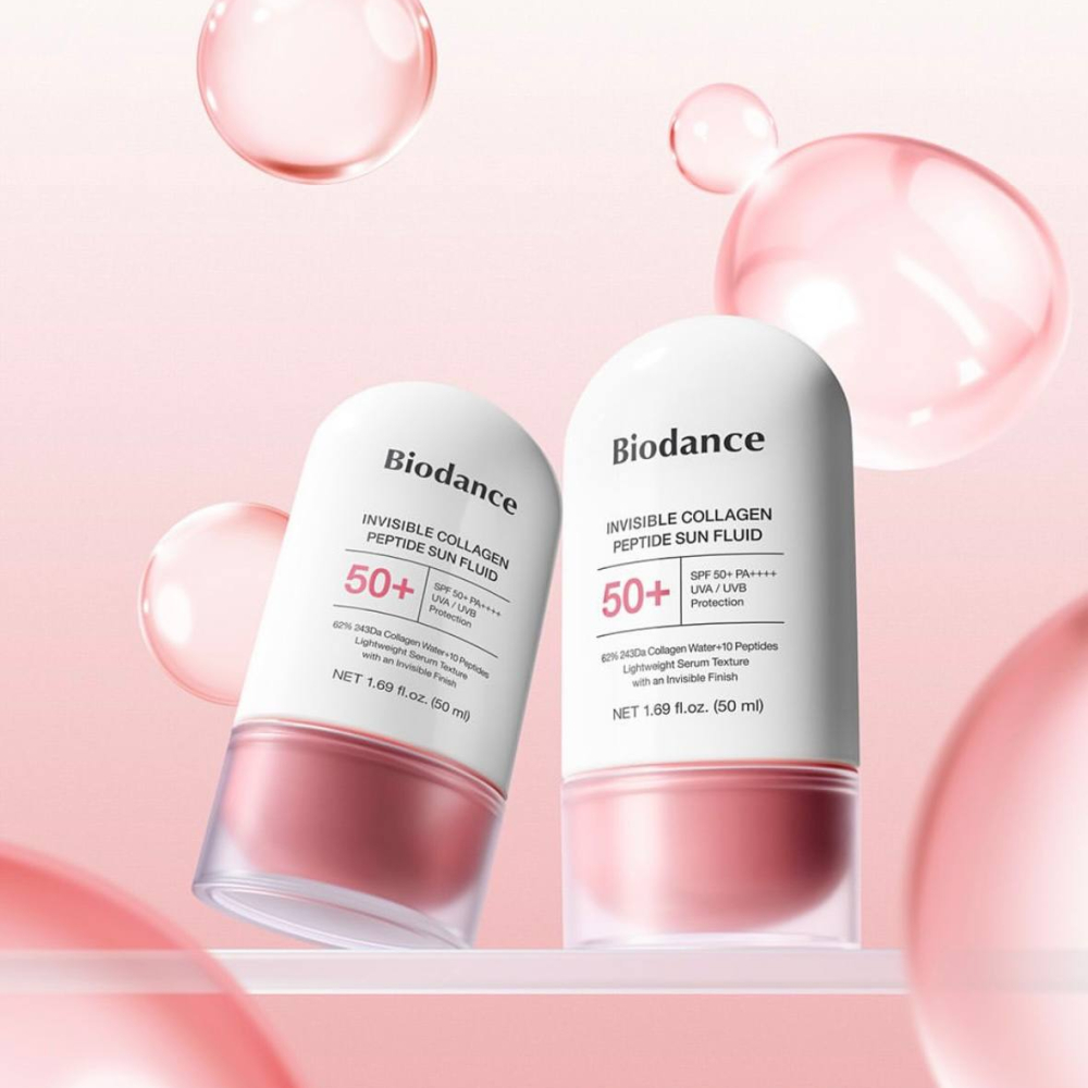 Лёгкий солнцезащитный флюид с коллагеном и пептидами SPF50+