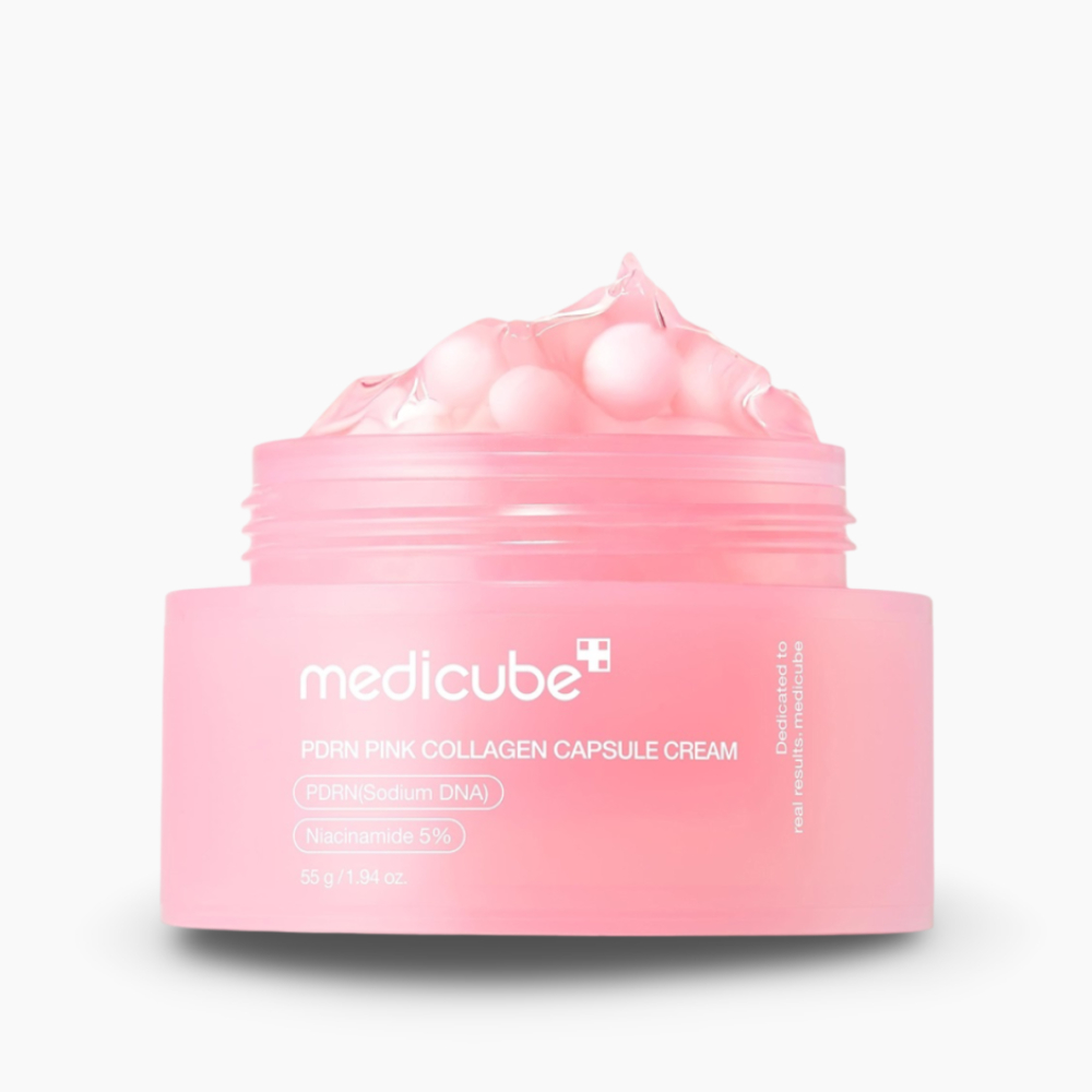 Crema anti-aging cu capsule de colagen roz si PDRN