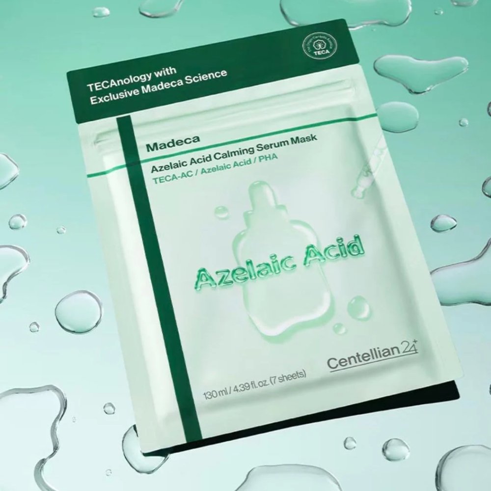 Mască din țesătură cu acid azelaic pentru calmarea și uniformizarea tenului