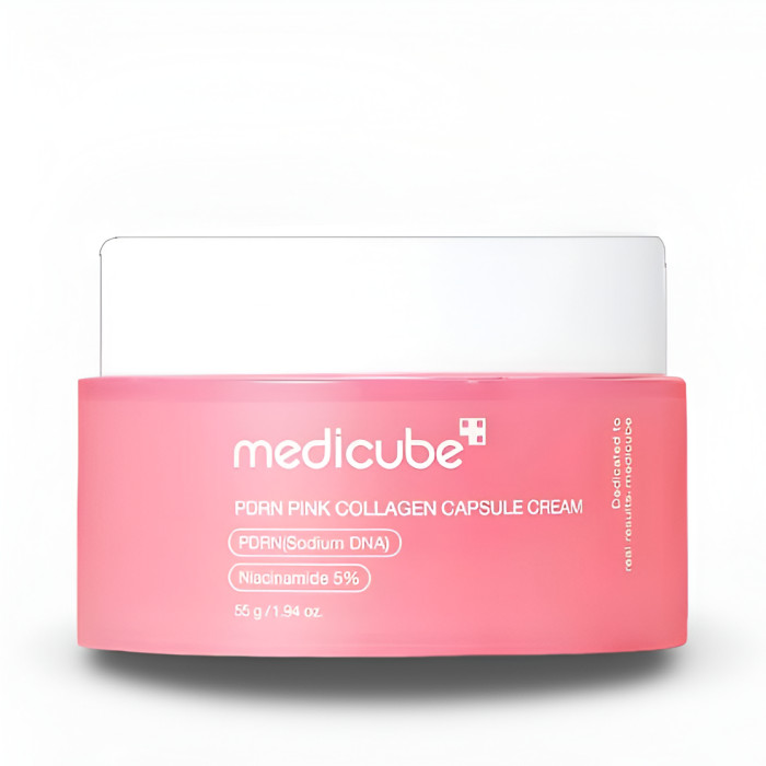 Crema anti-aging cu capsule de colagen roz si PDRN