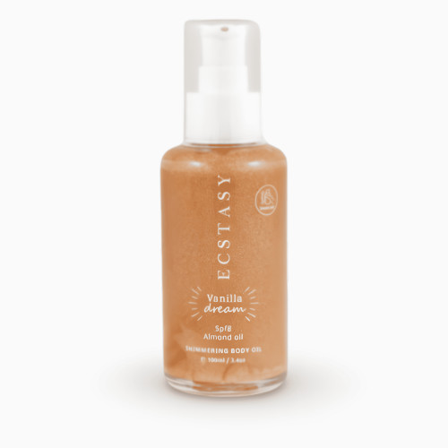 Ulei de corp stralucitor pentru bronz cu aroma de vanilie