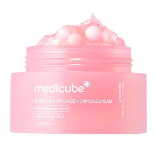 Crema anti-aging cu capsule de colagen roz si PDRN