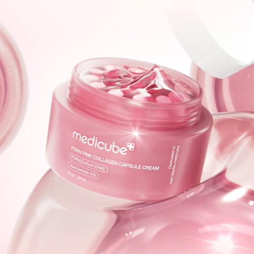 Crema anti-aging cu capsule de colagen roz si PDRN