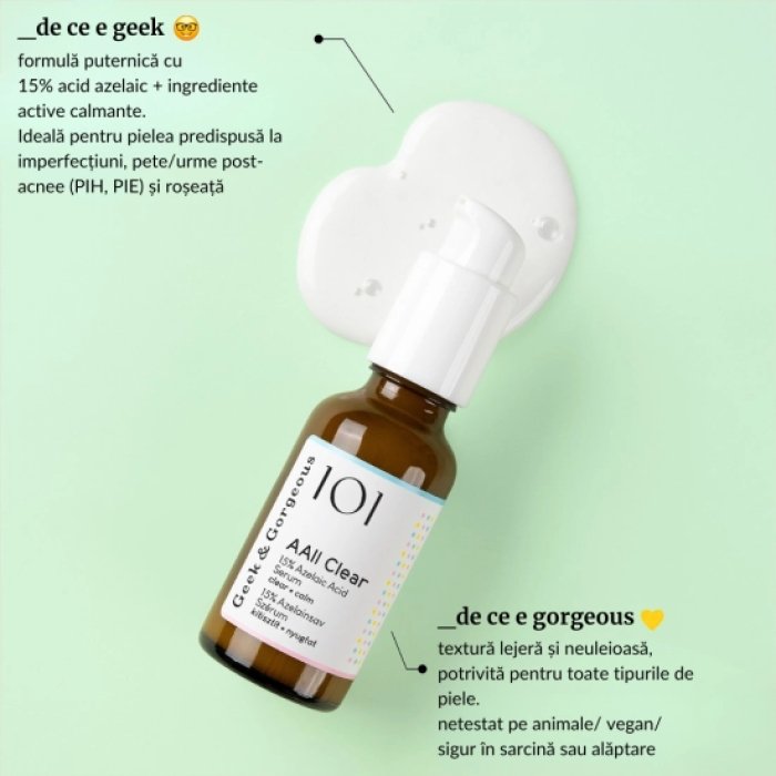 Ser cu 15% acid azelaic pentru imperfecțiuni și pete post-acneice